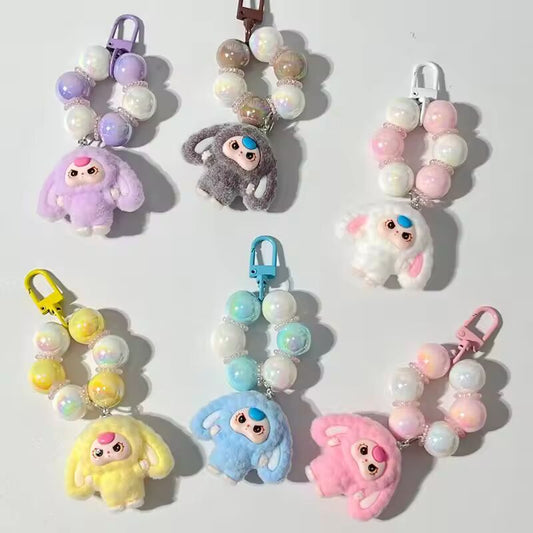 Cartoon Baby Doll Keychain Fur Ball Aesthetic Kawaii Figures Miniature DIY Schoolbag Pendent Hanging Charms Holiday Party Gifts