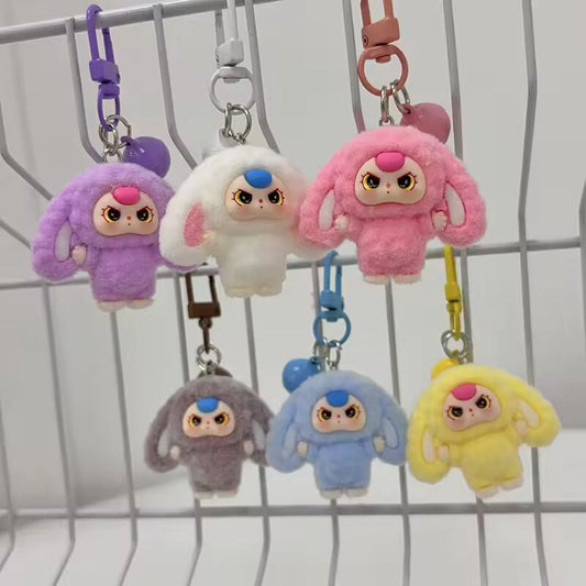 Cartoon Baby Doll Keychain Fur Ball Aesthetic Kawaii Figures Miniature DIY Schoolbag Pendent Hanging Charms Holiday Party Gifts